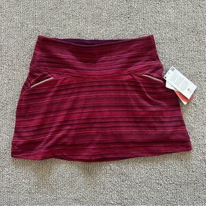 Athleta Energy Skort XS Berry Stripe Built-In Shorts Pocket Recycled Polyester